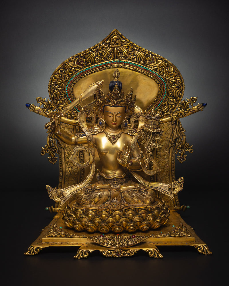 Manjushri Statue in Throne | Bodhisattva Wisdom Deity