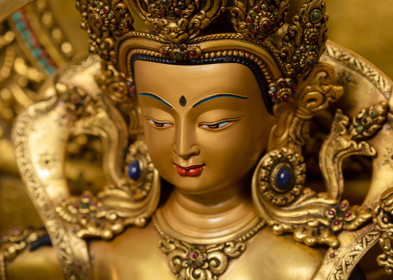 Manjushri Statue in Throne | Bodhisattva Wisdom Deity