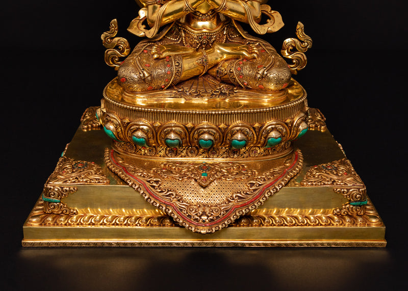 Four Armed Chenrezig Statue on Throne | Traditional Himalayan Art