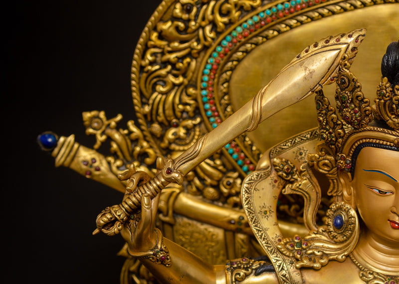Manjushri Statue in Throne | Bodhisattva Wisdom Deity