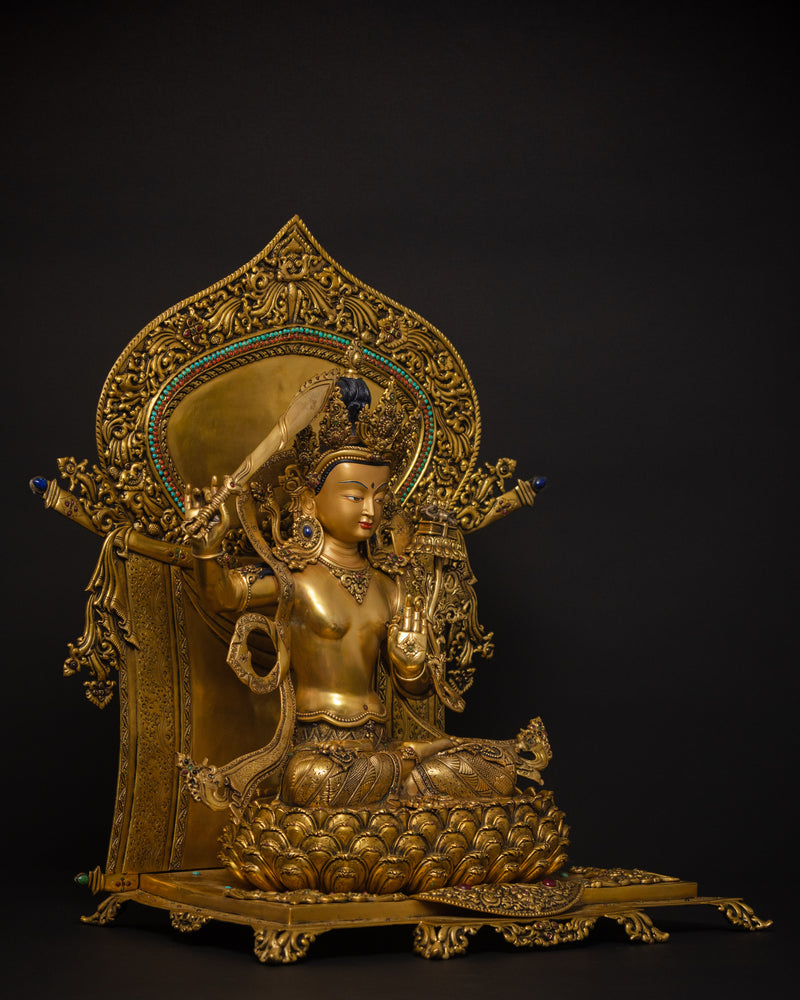 Manjushri Statue in Throne | Bodhisattva Wisdom Deity