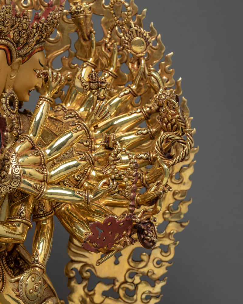 Kalachakra Statue | Traditional Yab-Yum, 24K Gold Sculpture Art of Nepal