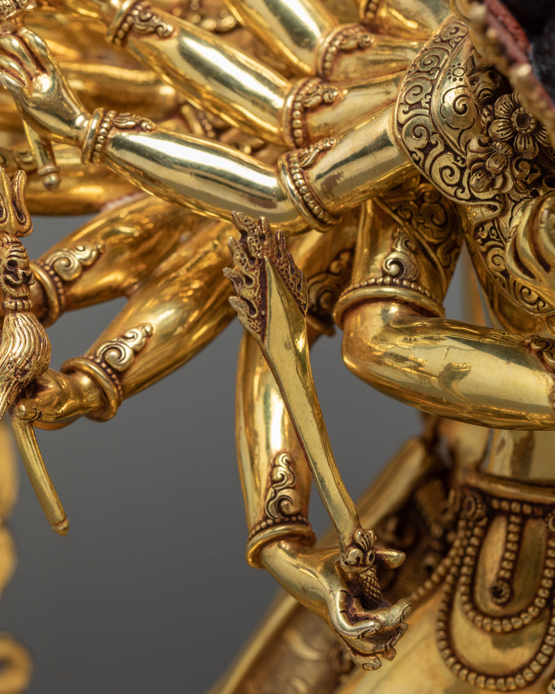 Kalachakra Statue | Traditional Yab-Yum, 24K Gold Sculpture Art of Nepal