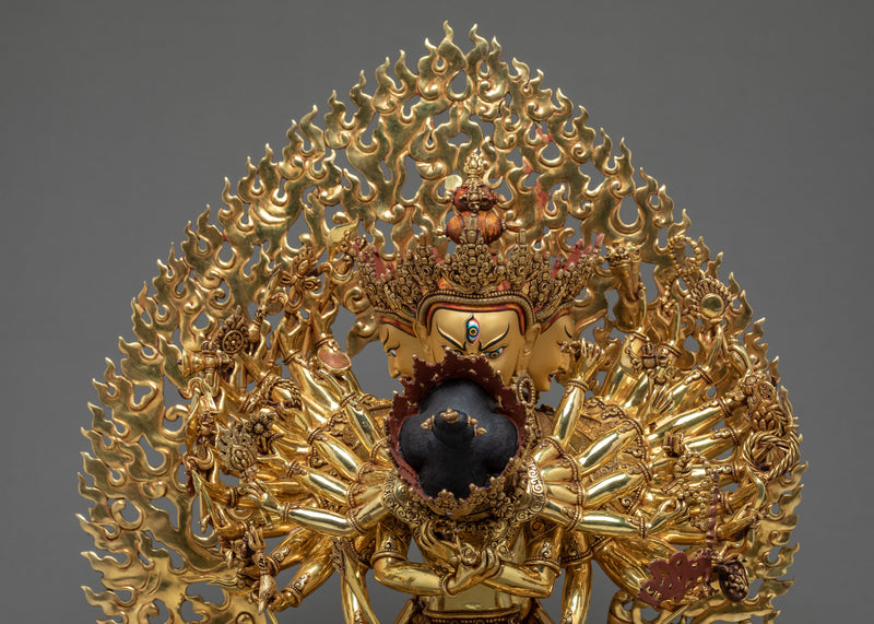 Kalachakra Statue | Traditional Yab-Yum, 24K Gold Sculpture Art of Nepal