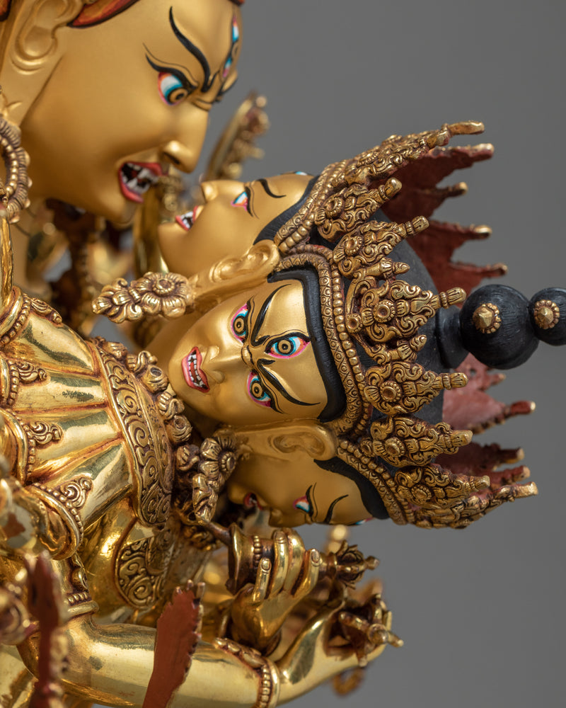 Kalachakra Statue | Traditional Yab-Yum, 24K Gold Sculpture Art of Nepal