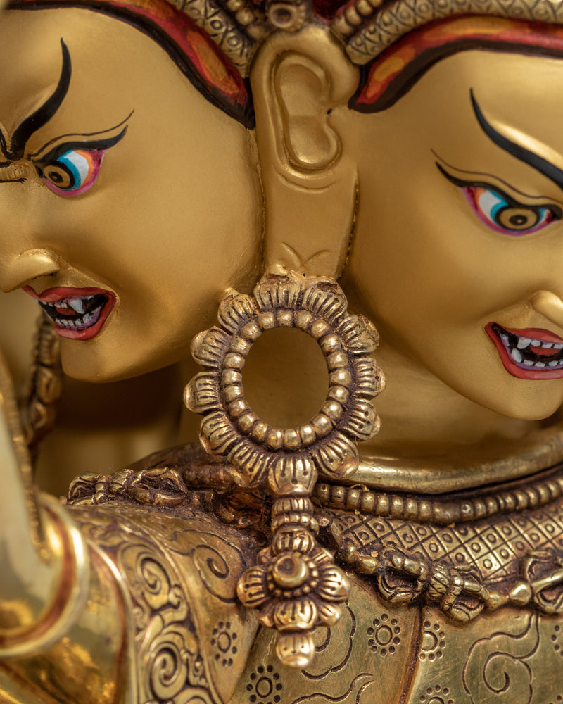 Kalachakra Statue | Traditional Yab-Yum, 24K Gold Sculpture Art of Nepal