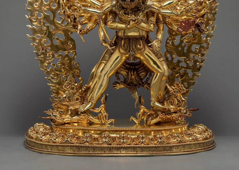 Kalachakra Statue | Traditional Yab-Yum, 24K Gold Sculpture Art of Nepal