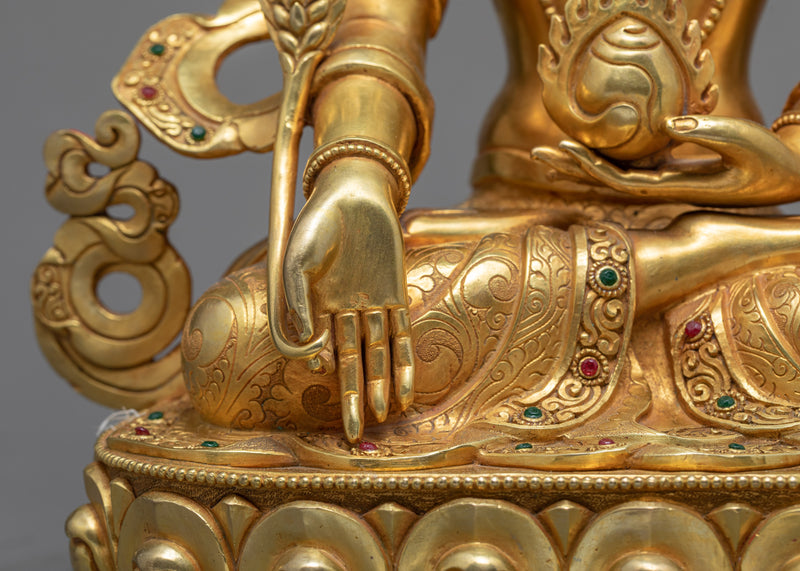 Ksitigarbha Statue | Plated With 24K Gold | Tibetan Art