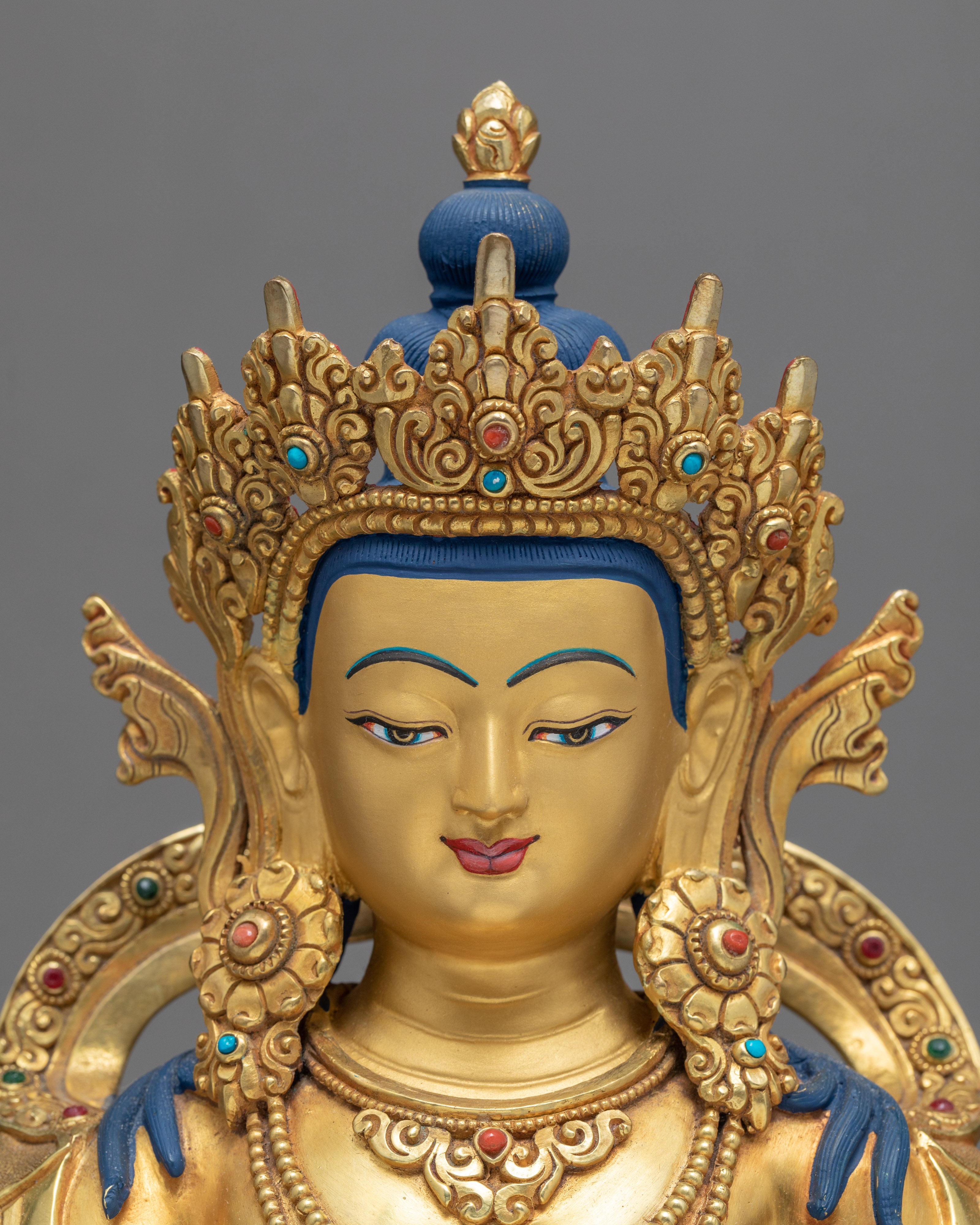 Ksitigarbha Statue | Plated With 24K Gold | Tibetan Art