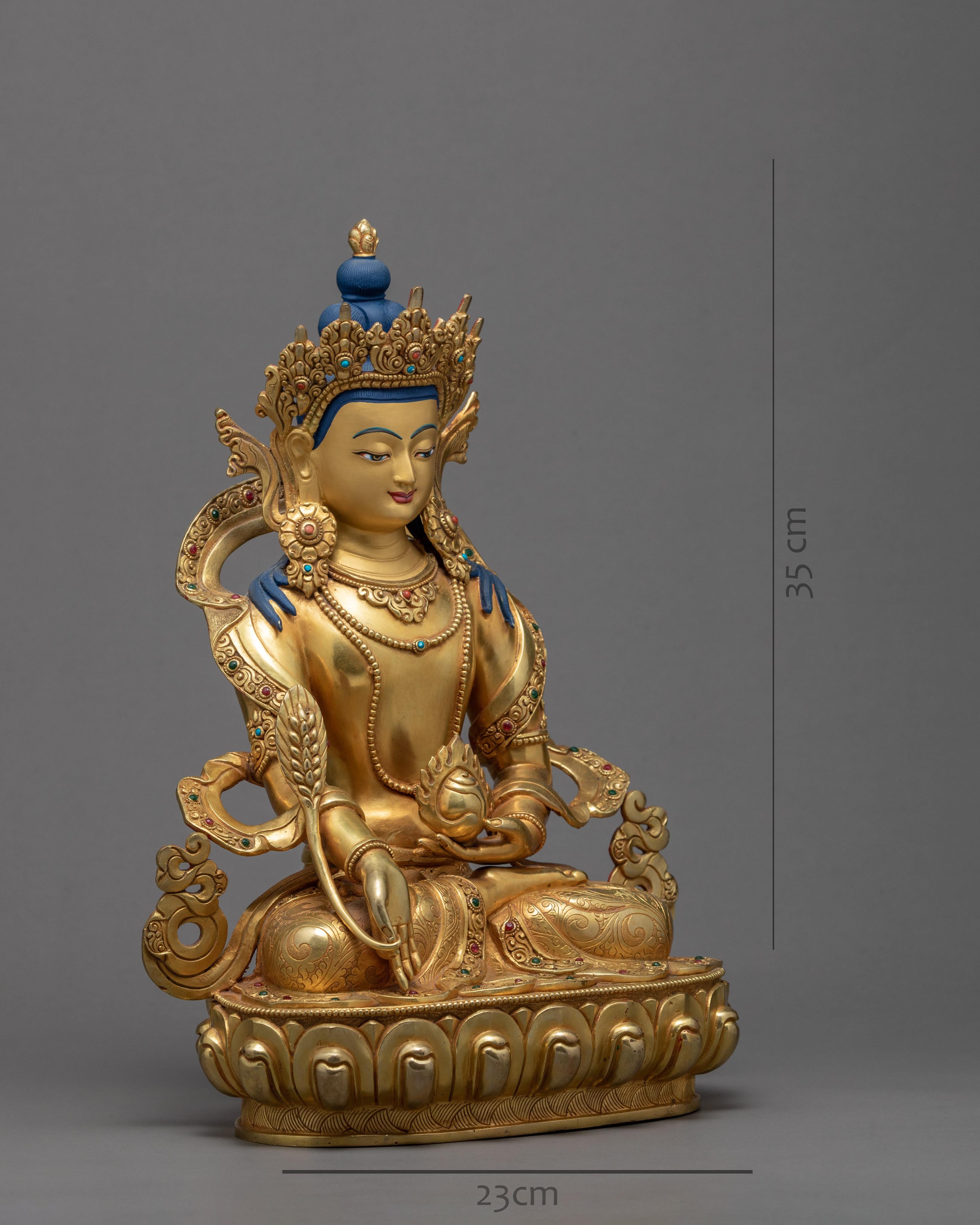 Ksitigarbha Statue | Plated With 24K Gold | Tibetan Art