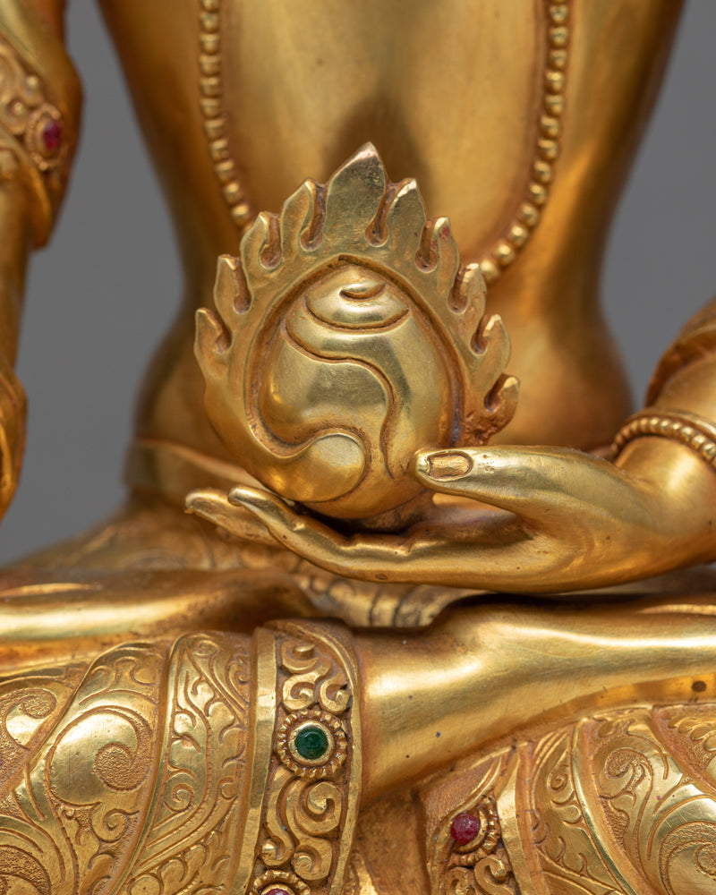 Ksitigarbha Statue | Plated With 24K Gold | Tibetan Art