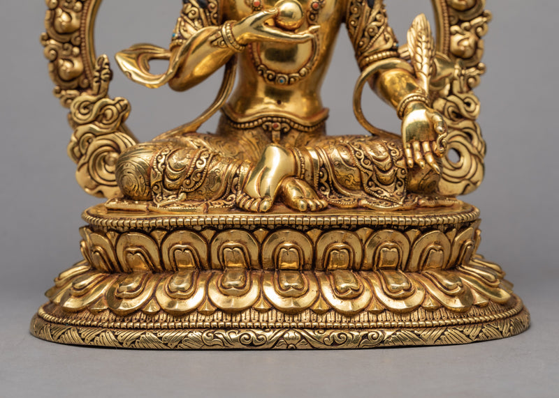 Beautiful Ksitigarbha Statue |  Handmade Sambhogakaya Form | Bodhisattva Gilded With 24k Gold