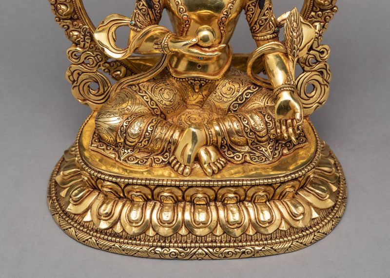 Beautiful Ksitigarbha Statue |  Handmade Sambhogakaya Form | Bodhisattva Gilded With 24k Gold