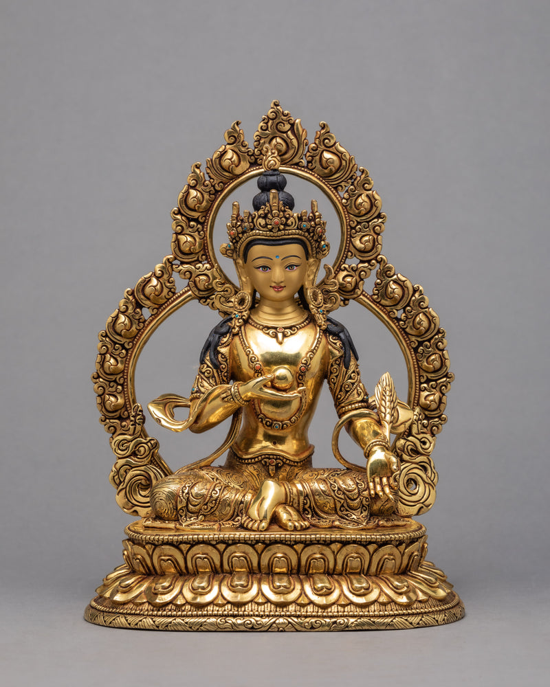 Beautiful Ksitigarbha Statue |  Handmade Sambhogakaya Form | Bodhisattva Gilded With 24k Gold