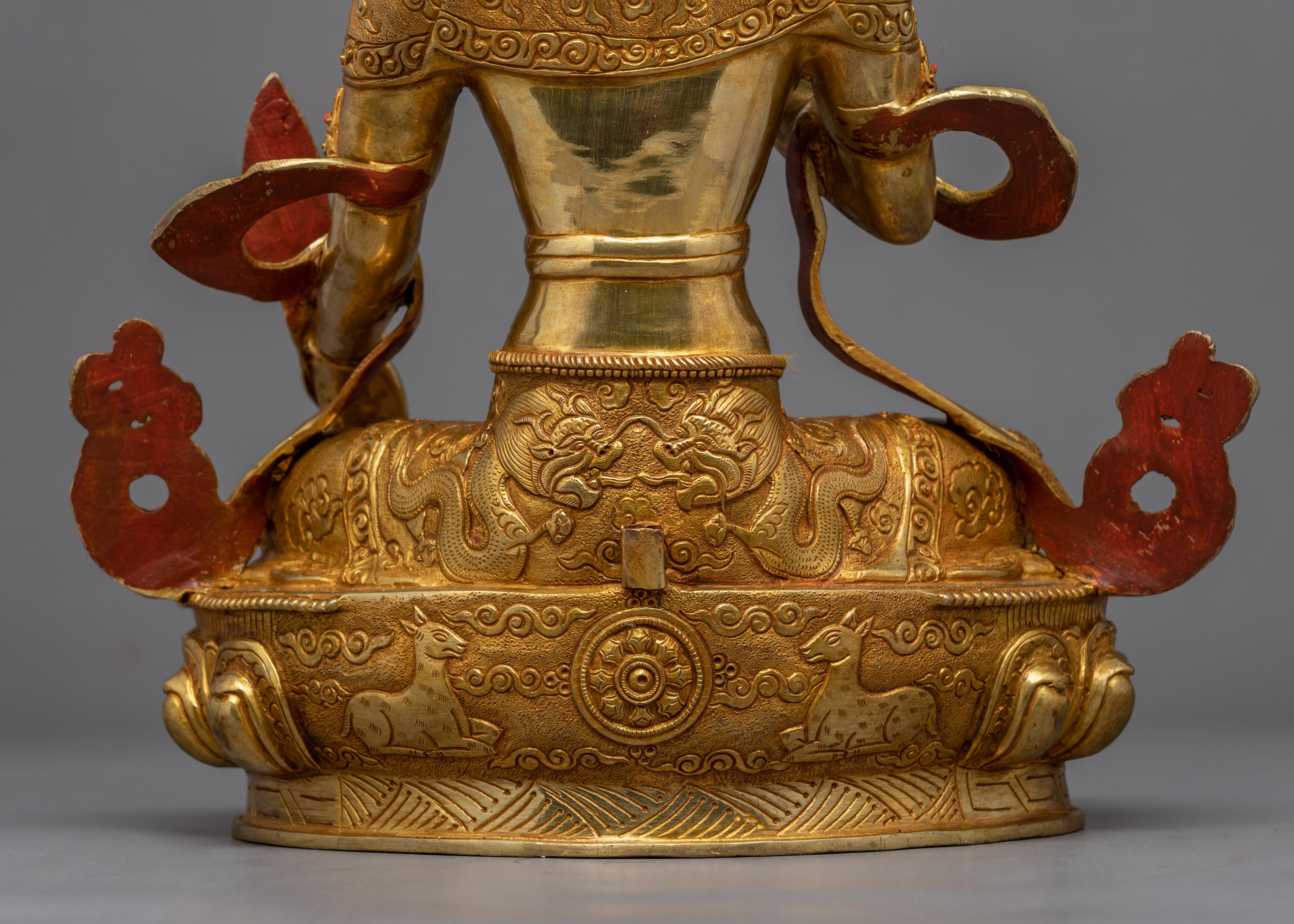 Kshitigarbha Bodhisattva Sculpture | Traditional Buddhist Deity Gold Gilded Art