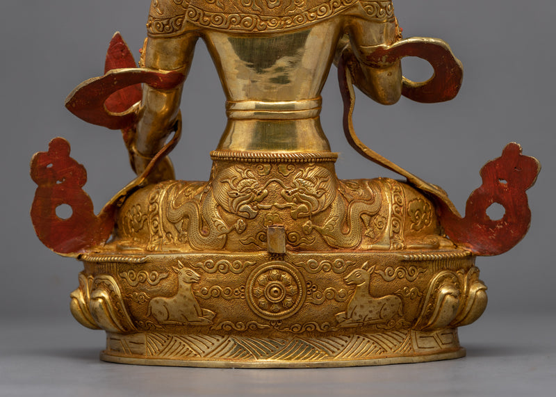 Kshitigarbha Bodhisattva Sculpture | Traditional Buddhist Deity Gold Gilded Art