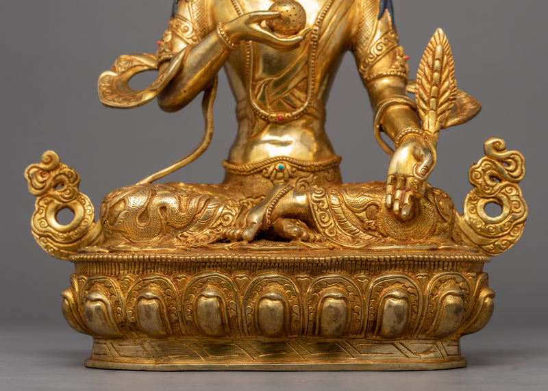 Kshitigarbha Bodhisattva Sculpture | Traditional Buddhist Deity Gold Gilded Art