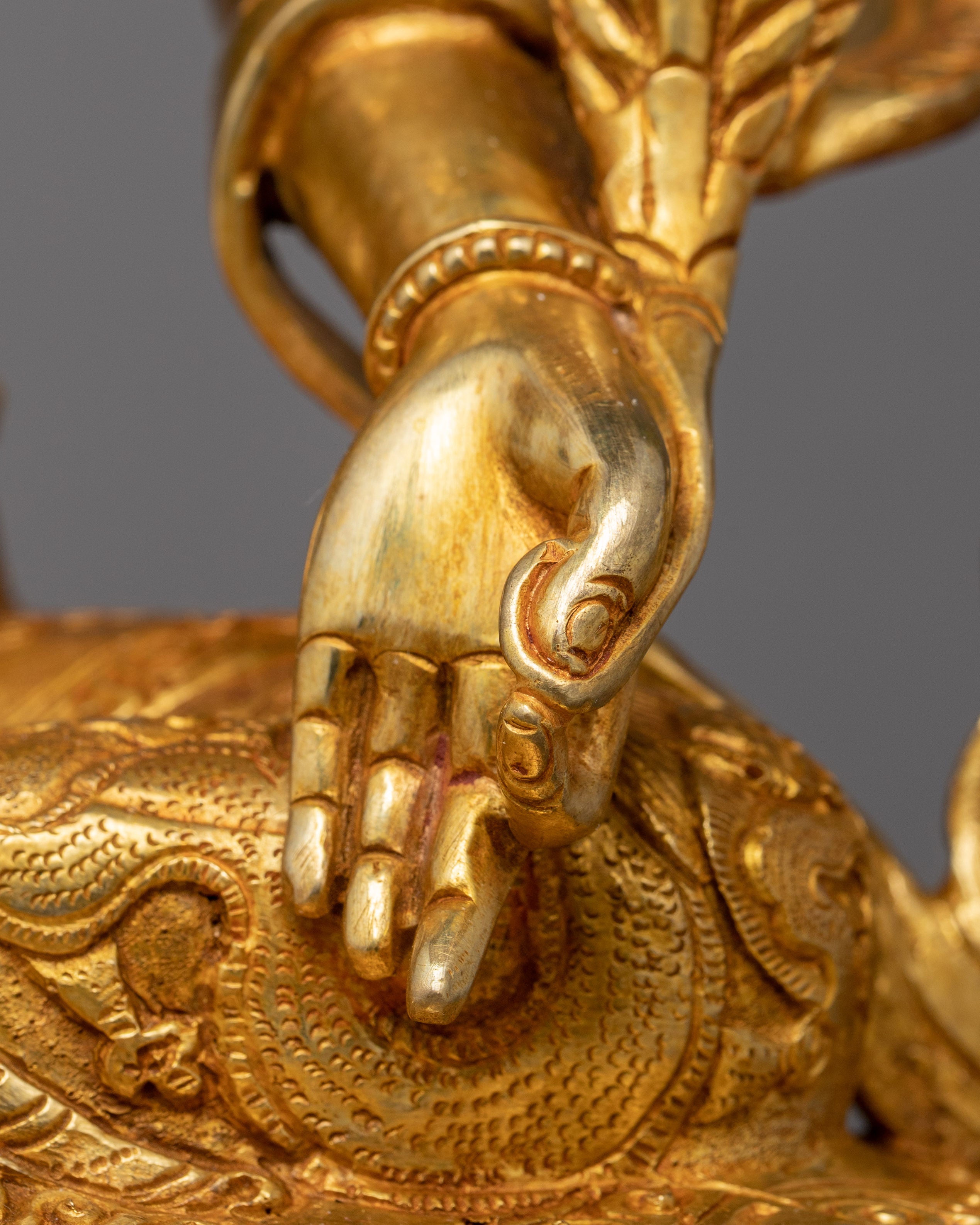 Kshitigarbha Bodhisattva Sculpture | Traditional Buddhist Deity Gold Gilded Art