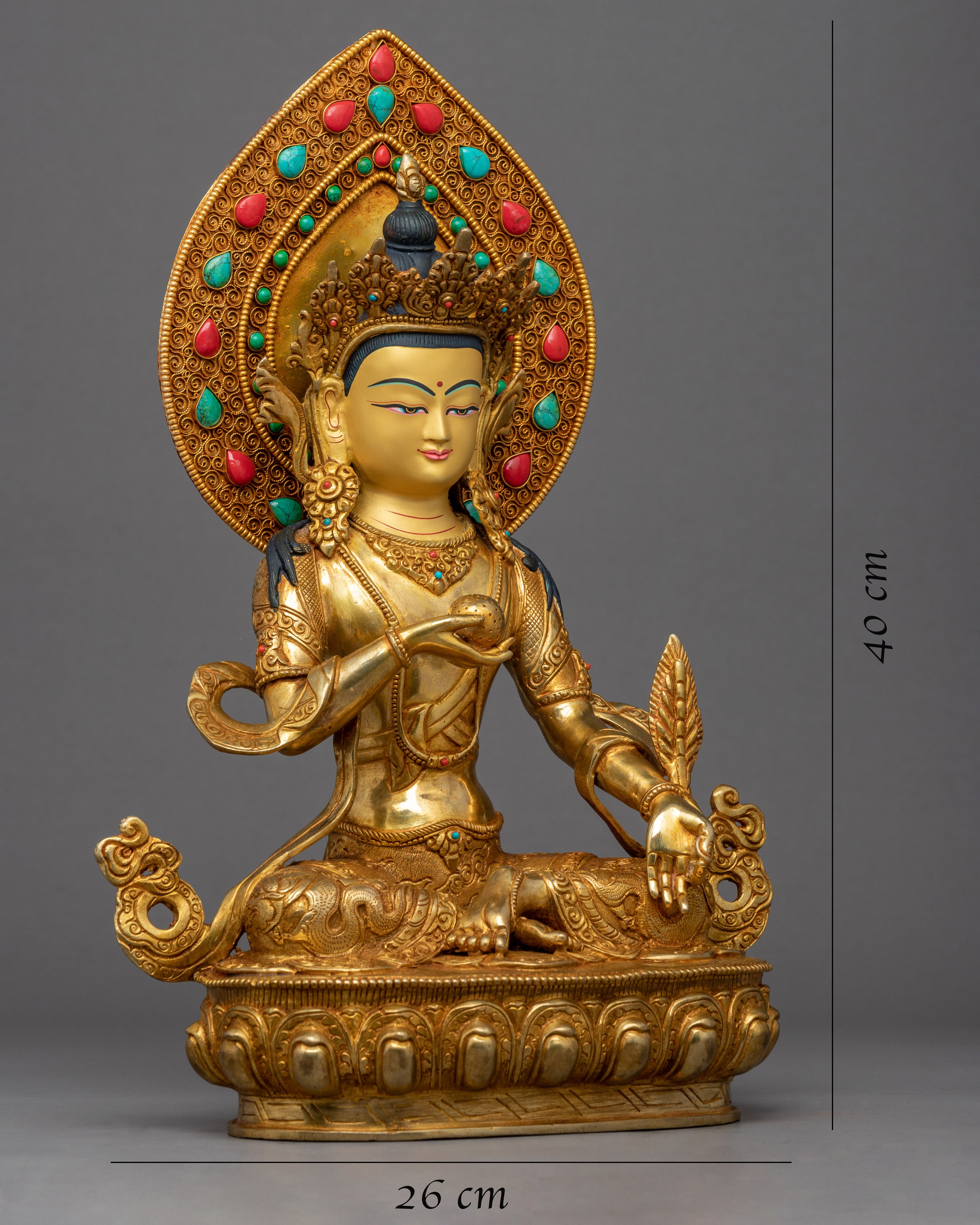 Kshitigarbha Bodhisattva Sculpture | Traditional Buddhist Deity Gold Gilded Art