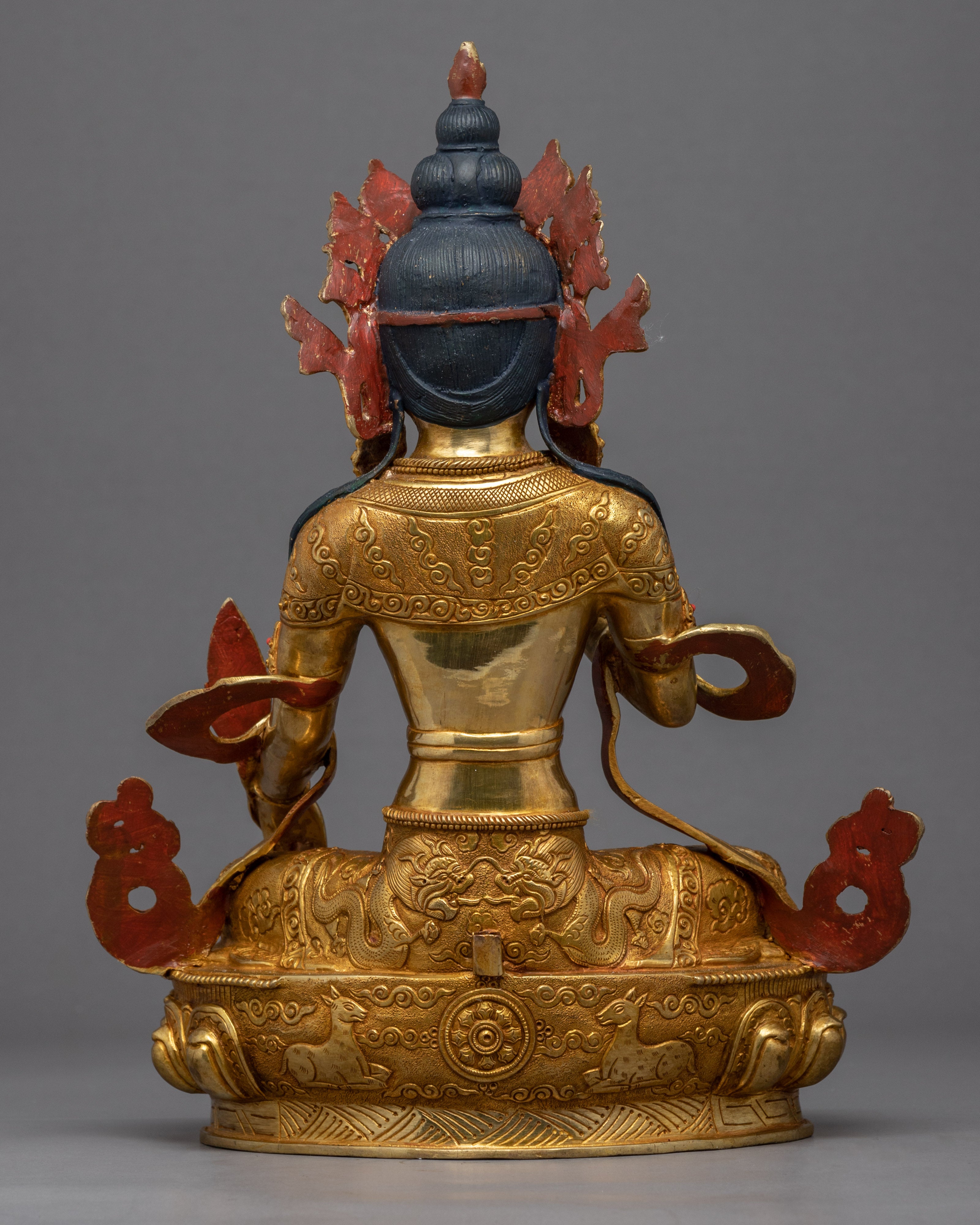 Kshitigarbha Bodhisattva Sculpture | Traditional Buddhist Deity Gold Gilded Art