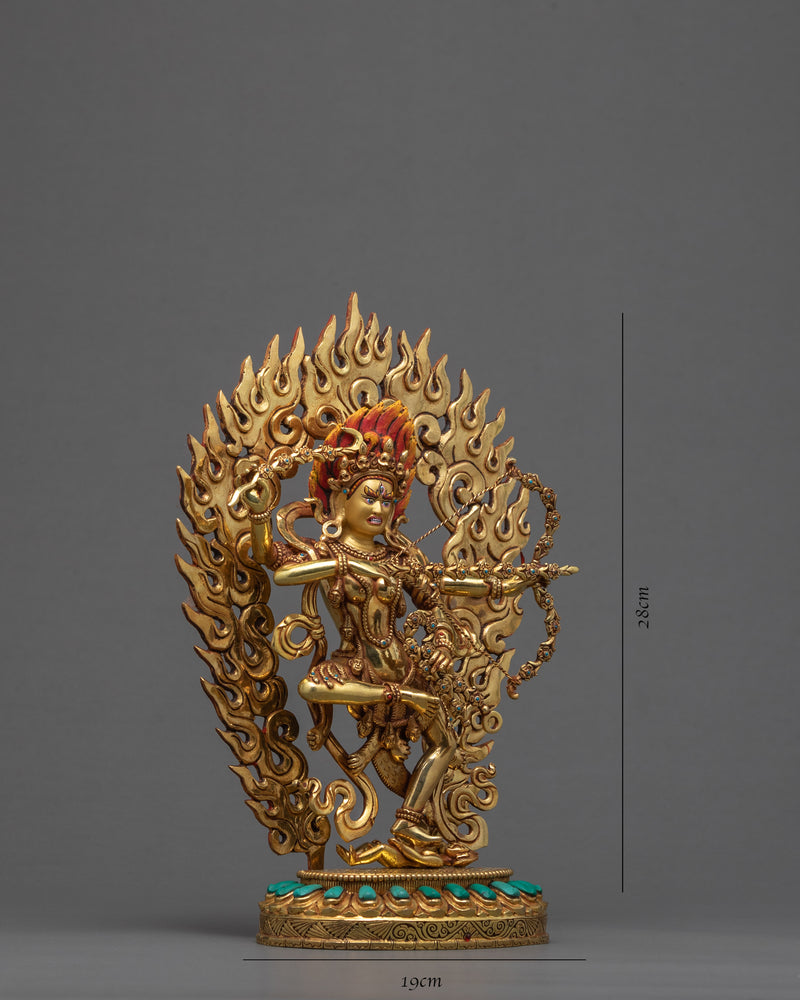Kurukulla Statue | Himalayan Deity Art | Gold Gilded Sculpture