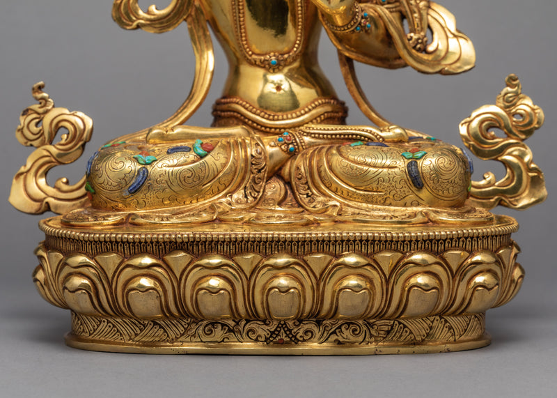 Manjushree Statue | Gold Gilded Boddhisattva Sculpture
