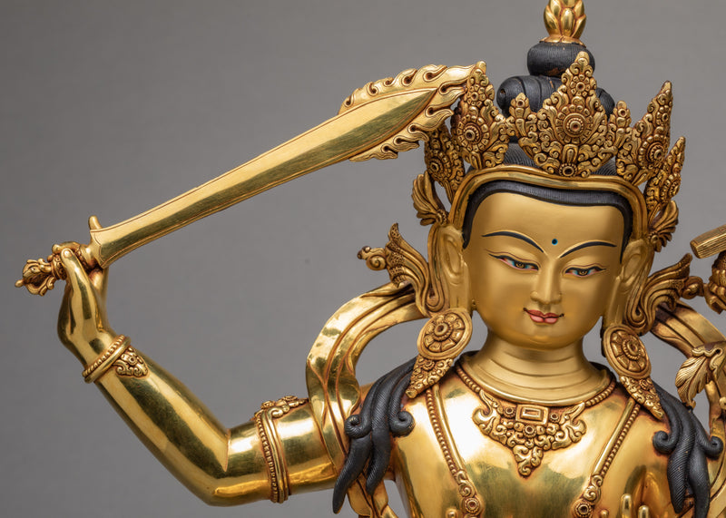 Manjushri Statue | Tibetan Art | Himalayan Gold Statue