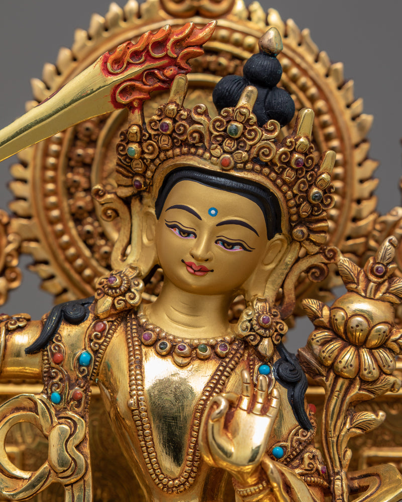 Bodhisattva Manjushri Statue | Traditional Tibetan Sculpture