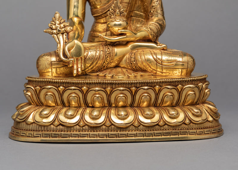 Healing Buddha Statue | Gilded in 24K Gold | Tibetan Art