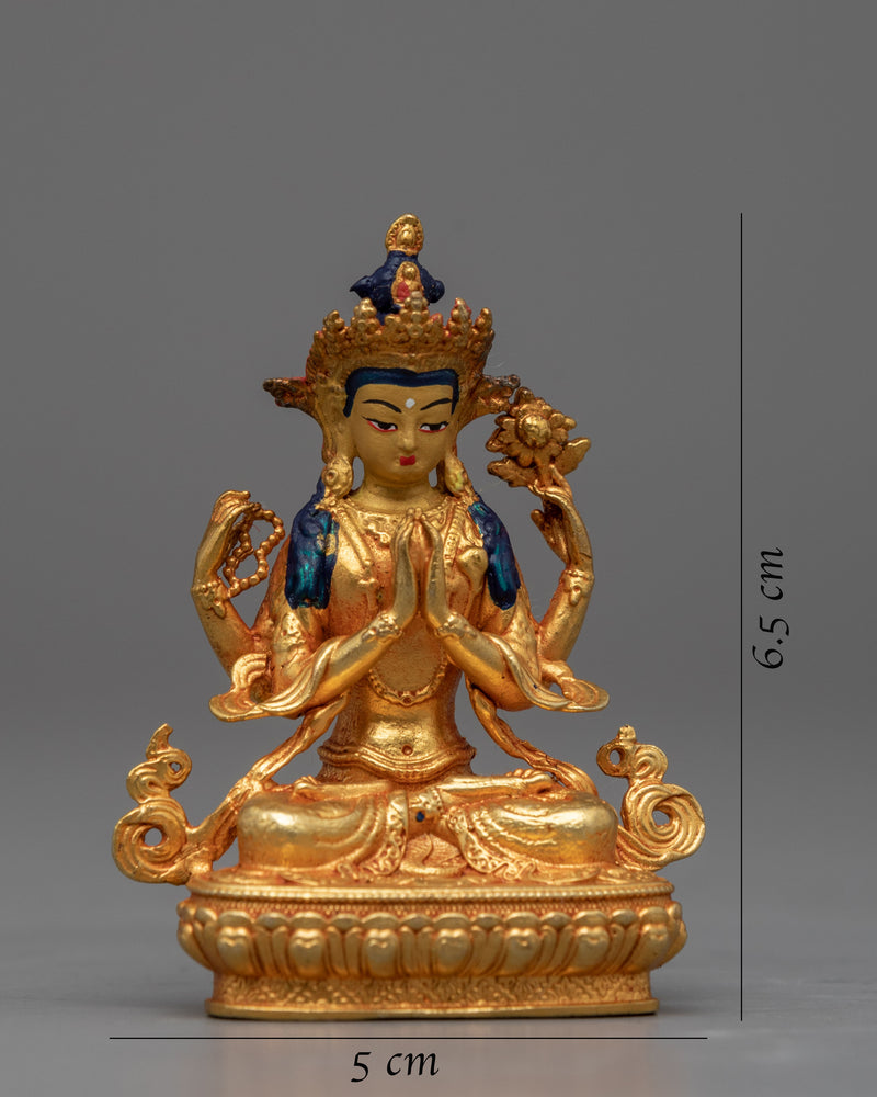 Chenrezig Sculpture Made by Machine | Gold Gilded Religious Statue