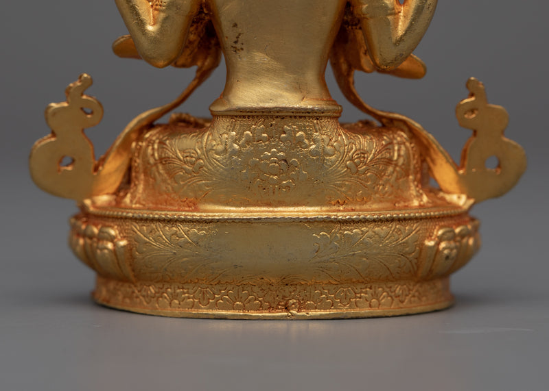 Chenrezig Gold Gilded Statue | Machine Made Sculpture for Meditation