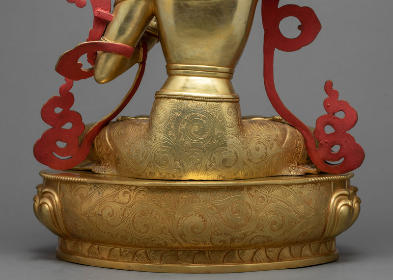 Manjushree Statue |  24k Gold Gilded | Boddhisattva Sculpture