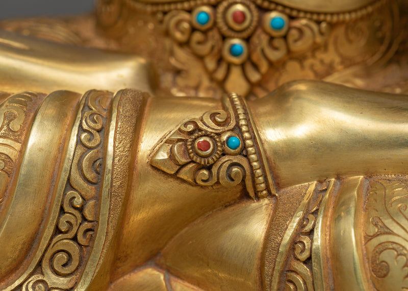 Manjushree Statue |  24k Gold Gilded | Boddhisattva Sculpture