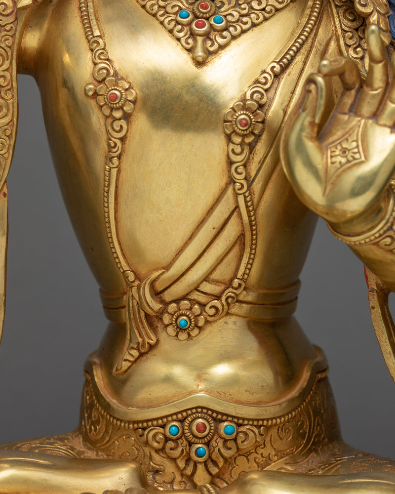 Manjushree Statue |  24k Gold Gilded | Boddhisattva Sculpture
