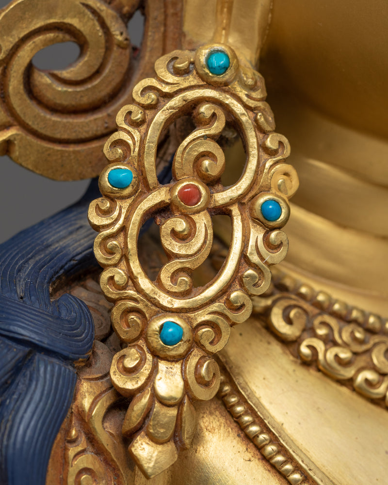 Manjushree Statue |  24k Gold Gilded | Boddhisattva Sculpture