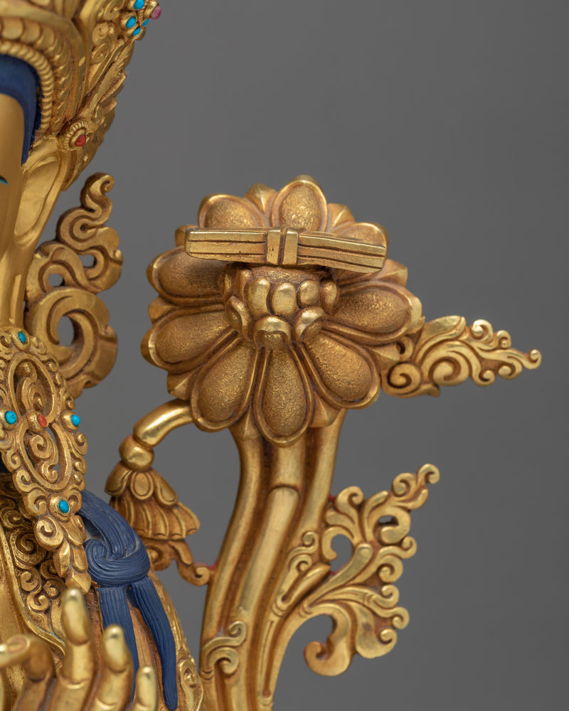 Manjushree Statue |  24k Gold Gilded | Boddhisattva Sculpture