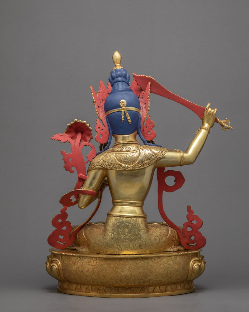 Manjushree Statue |  24k Gold Gilded | Boddhisattva Sculpture