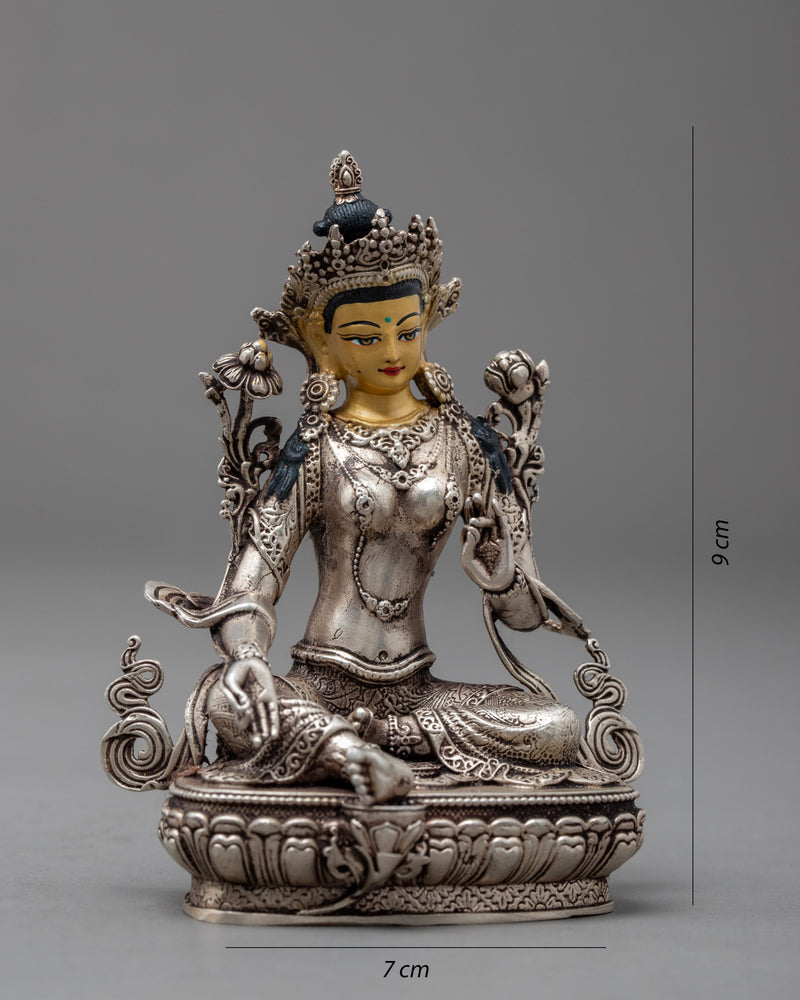 Miniature Green Tara Statue | Traditional Art of Compassionate Deity