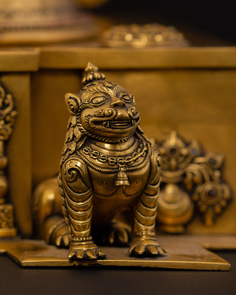 Shakyamuni Buddha Statue on Throne | Gilded in genuine 24k Gold