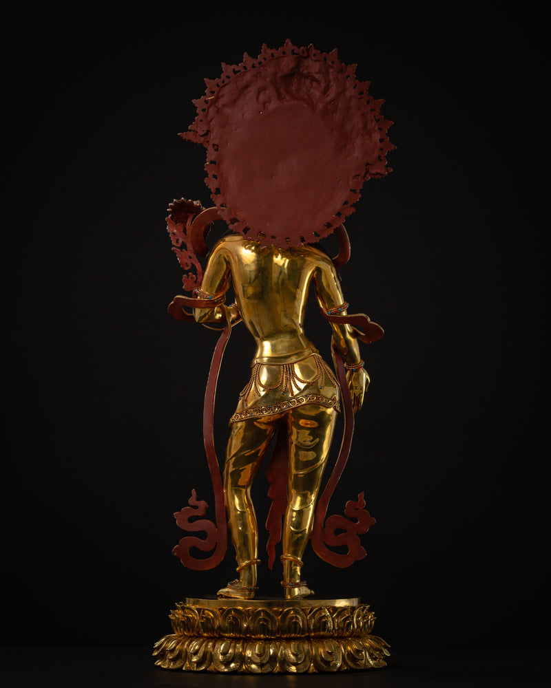 Standing Green Tara Statue | Fine Gold Gilded Himalayan Artwork