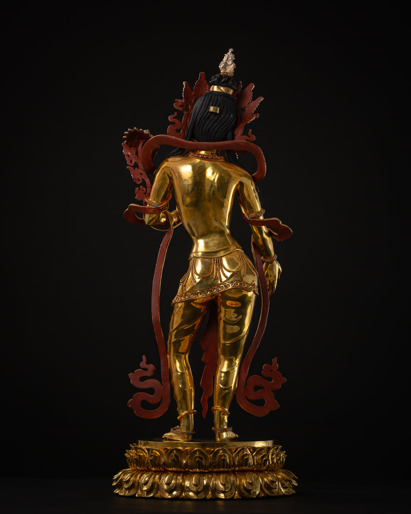 Standing Green Tara Statue | Fine Gold Gilded Himalayan Artwork