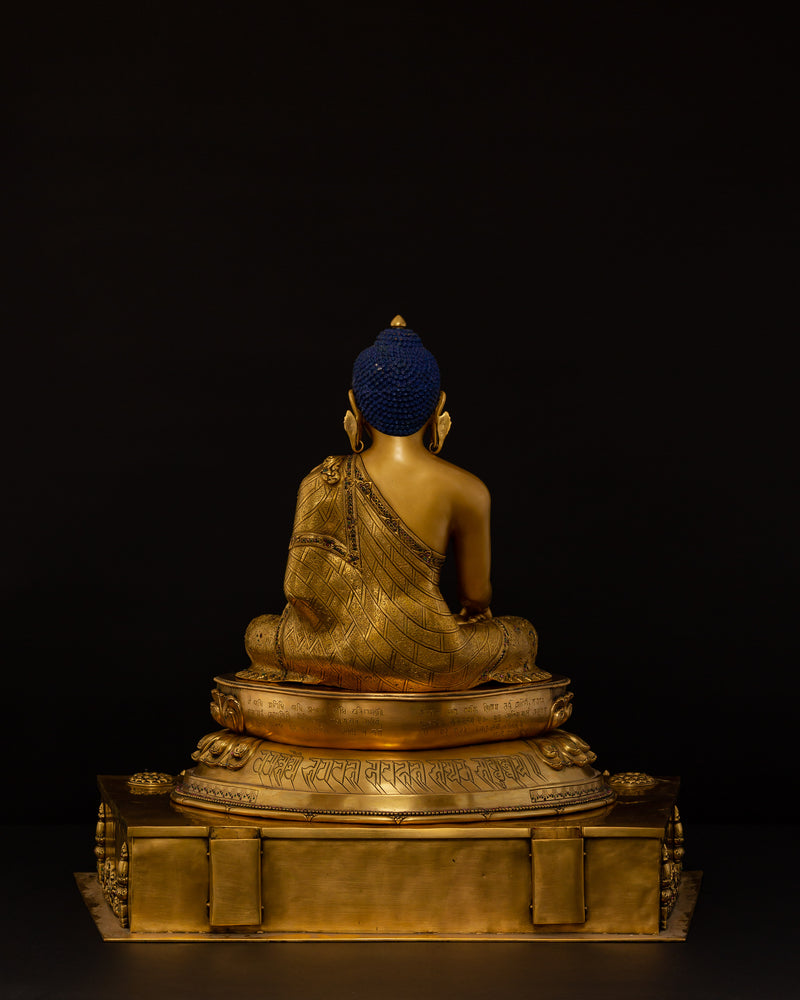 Shakyamuni Buddha Statue on Throne | Gilded in genuine 24k Gold