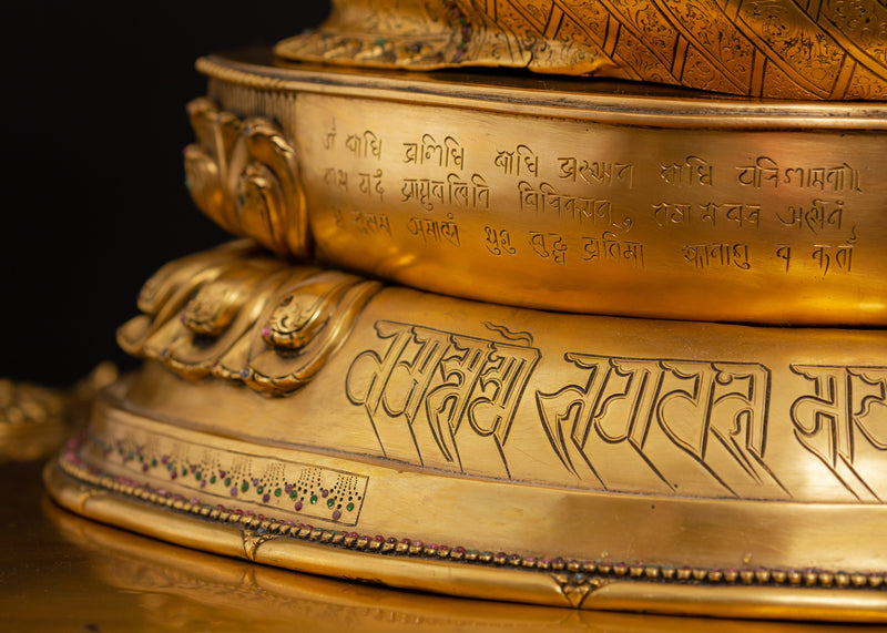 Shakyamuni Buddha Statue on Throne | Gilded in genuine 24k Gold