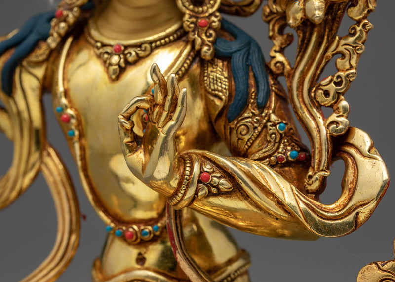 Manjushri Statue | Wisdom Deity | Gold Gilded with 24K Gold