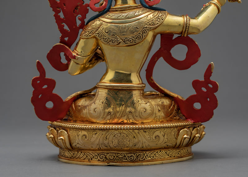 Manjushri Statue | Wisdom Deity | Gold Gilded with 24K Gold