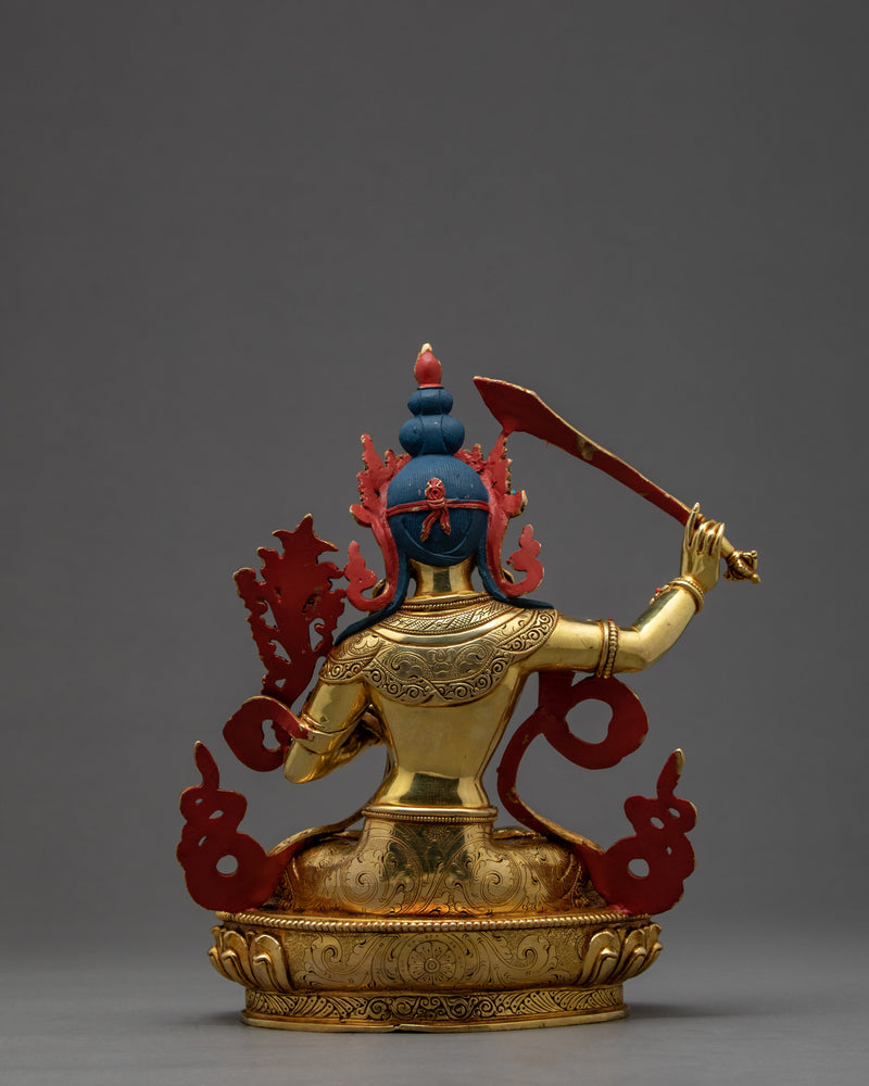 Manjushri Statue | Wisdom Deity | Gold Gilded with 24K Gold
