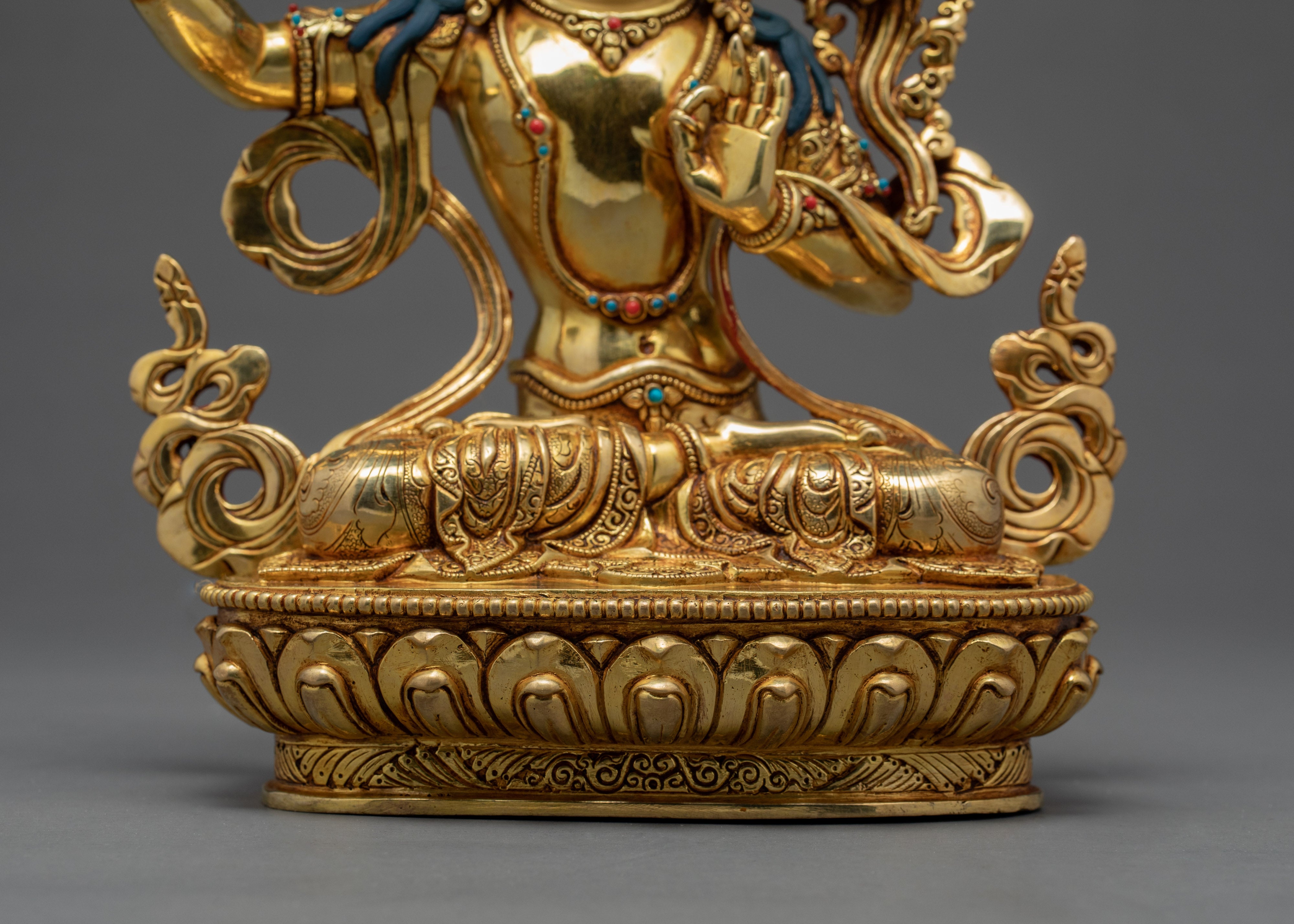 Manjushri Statue | Wisdom Deity | Gold Gilded with 24K Gold