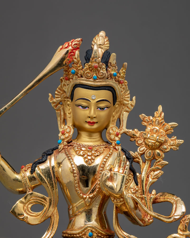 Manjushri Buddhist Sculpture | Traditional Hand Carved Statue