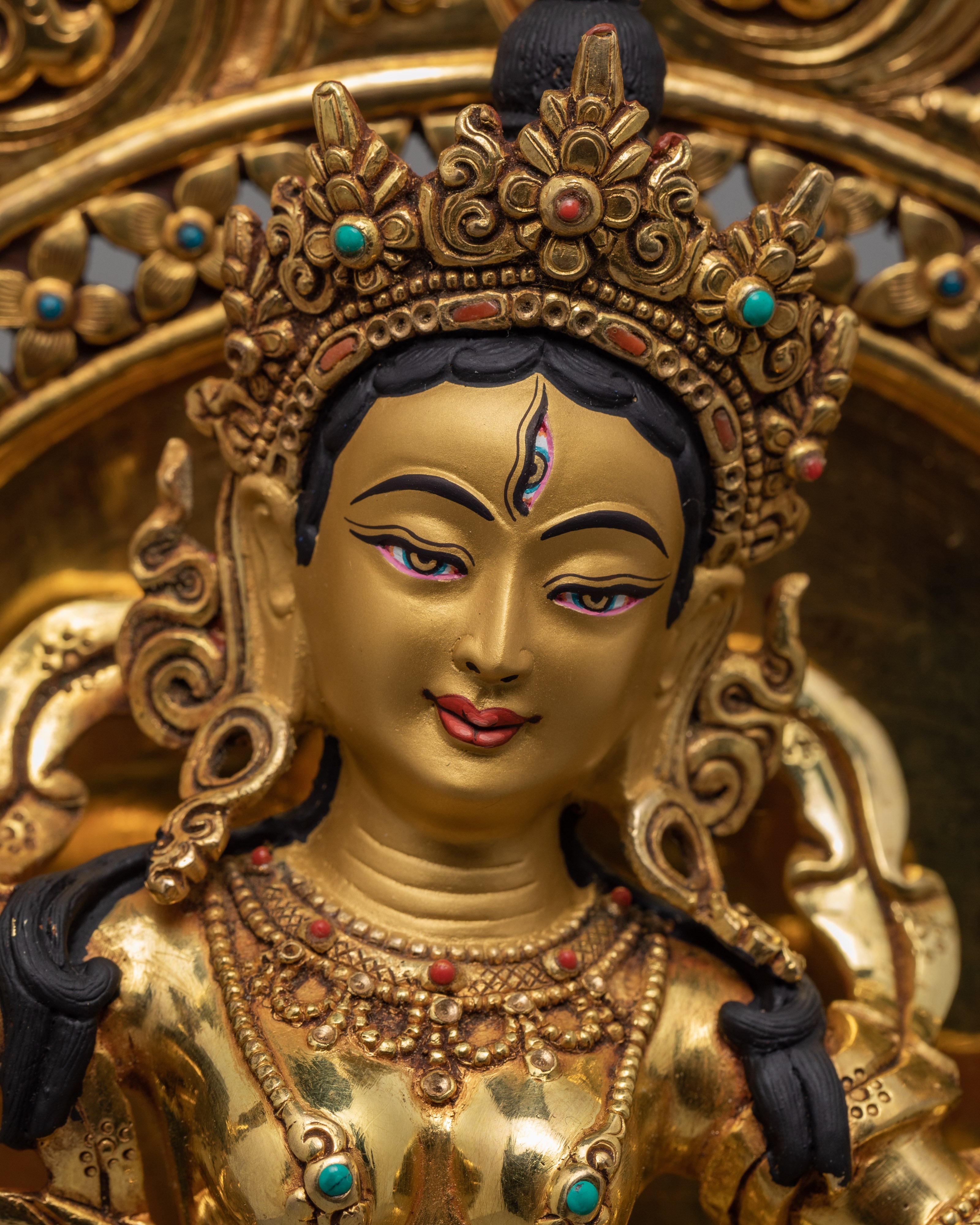 Machig Labdron Statue | Dakini Statue | Traditionally Hand Carved 24K Gold Gilded