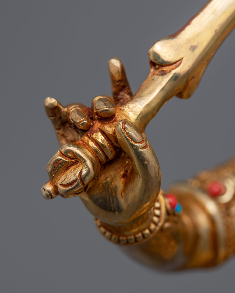 Gold Gilded Manjushri Bodhisattva Statue | Traditional Handcrafted Buddhist Art